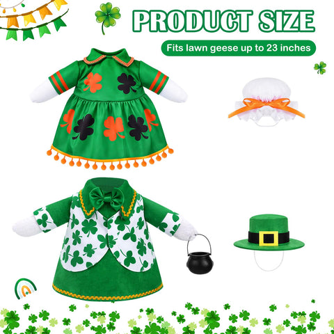 FuWeave clover-pattern goose outfit with hat elevates playful yard decor.