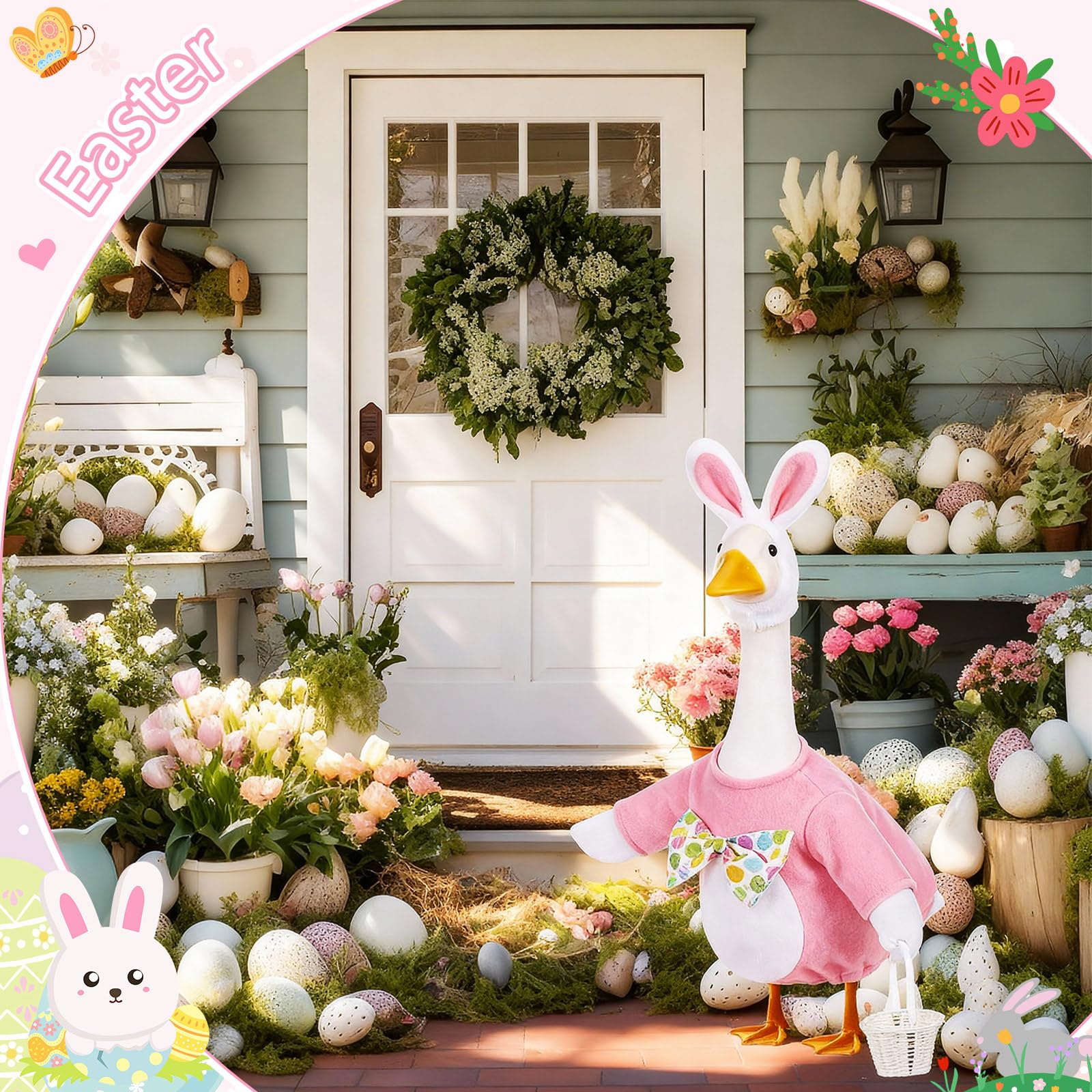 FuWeave Easter egg pattern goose costume on garden goose