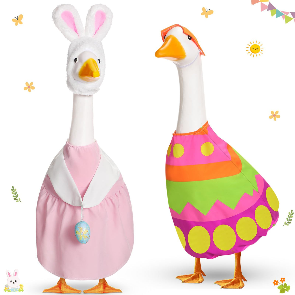 FuWeave Easter goose outfit on 23-inch statue for festive yard decor