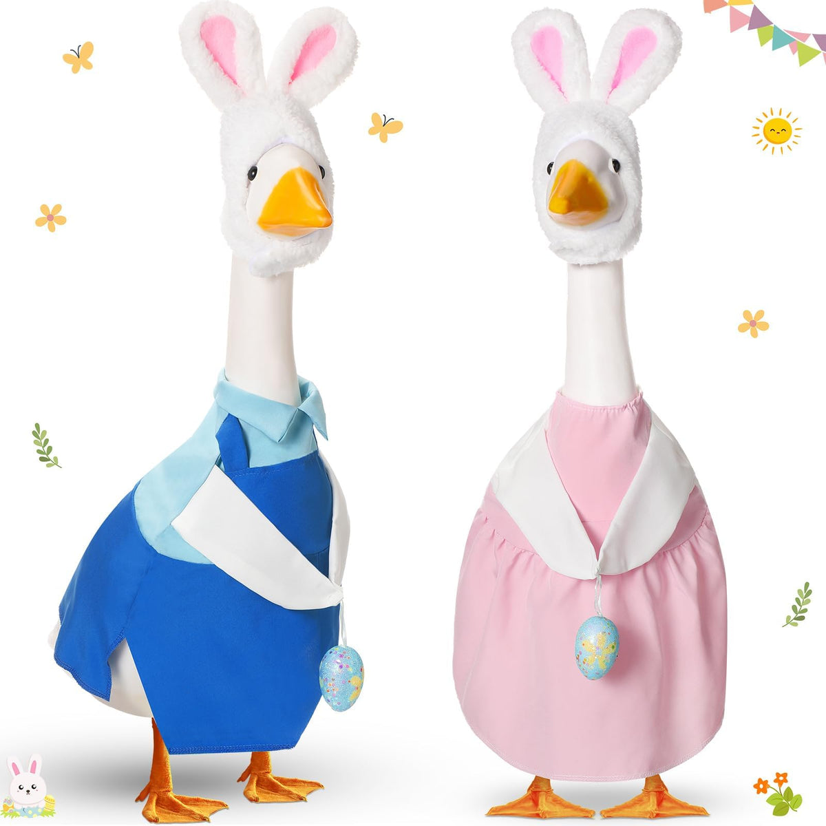 FuWeave Easter goose outfit pink egg design for 23-inch lawn geese, ideal festive yard decor