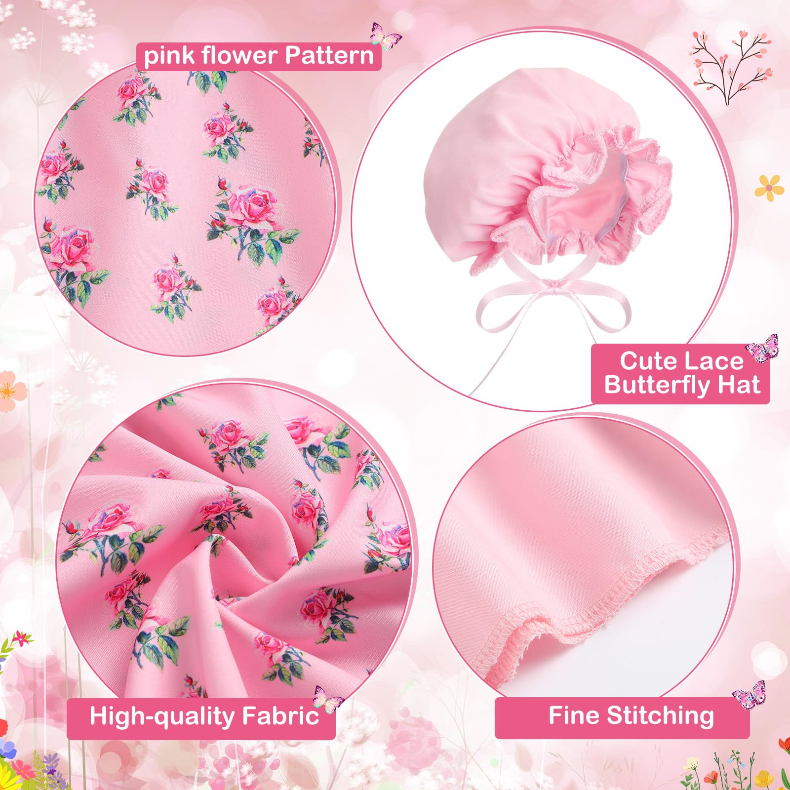 FuWeave pink floral goose clothes set for standard 23-inch statues looks charming.