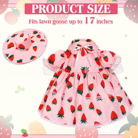 FuWeave strawberry-pattern goose costume highlights vibrant texture for garden decor.