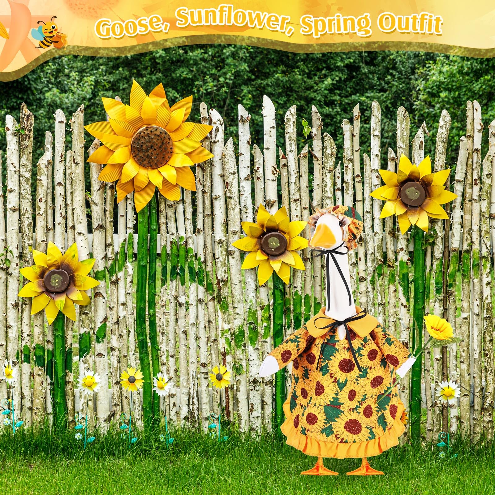 FuWeave sunflower goose outfit enhances party props and photo setups.