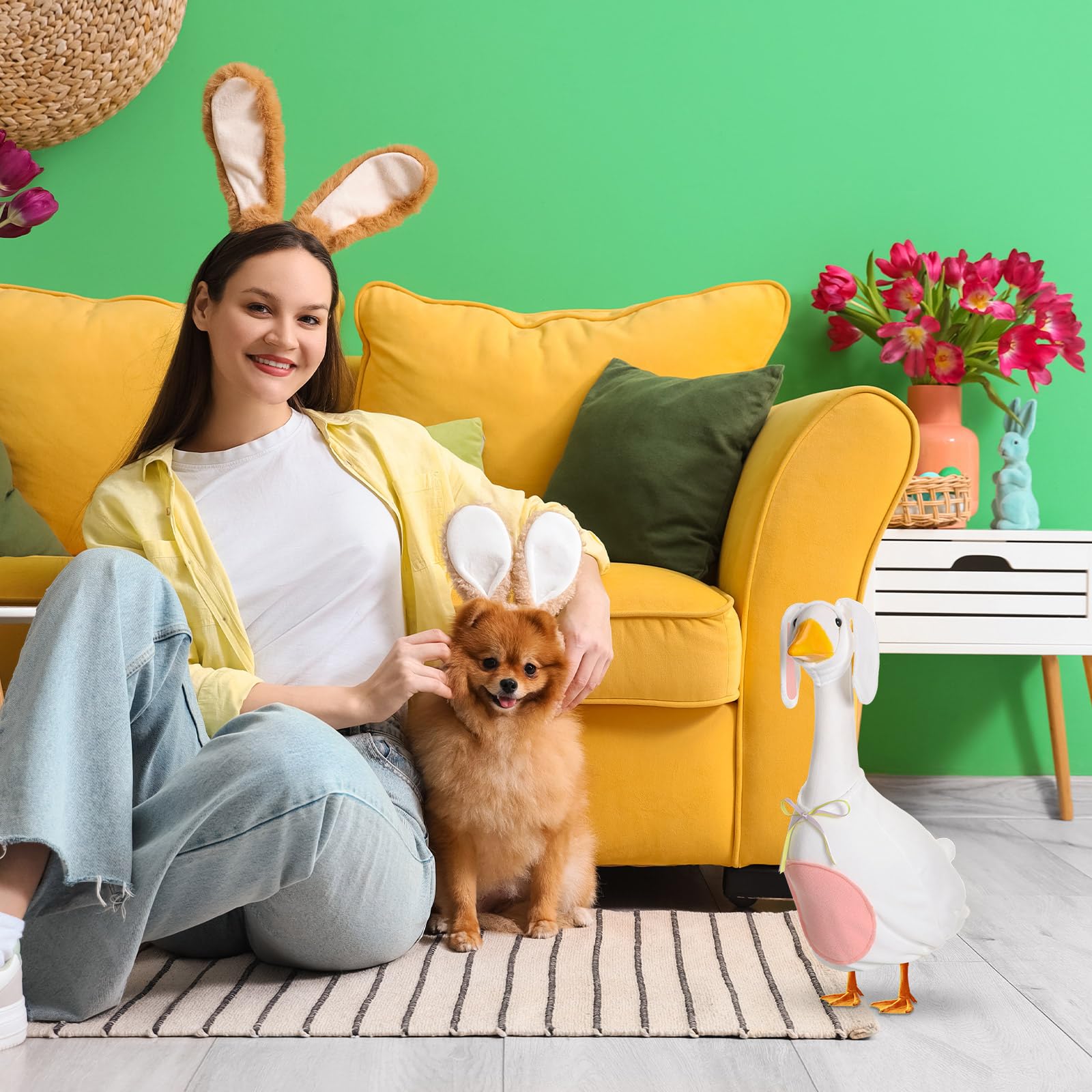 FuWeave goose outfit Easter party setup adds playful centerpiece to celebrations.