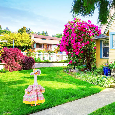 Pink FuWeave costume adds festive flair to lawn decor