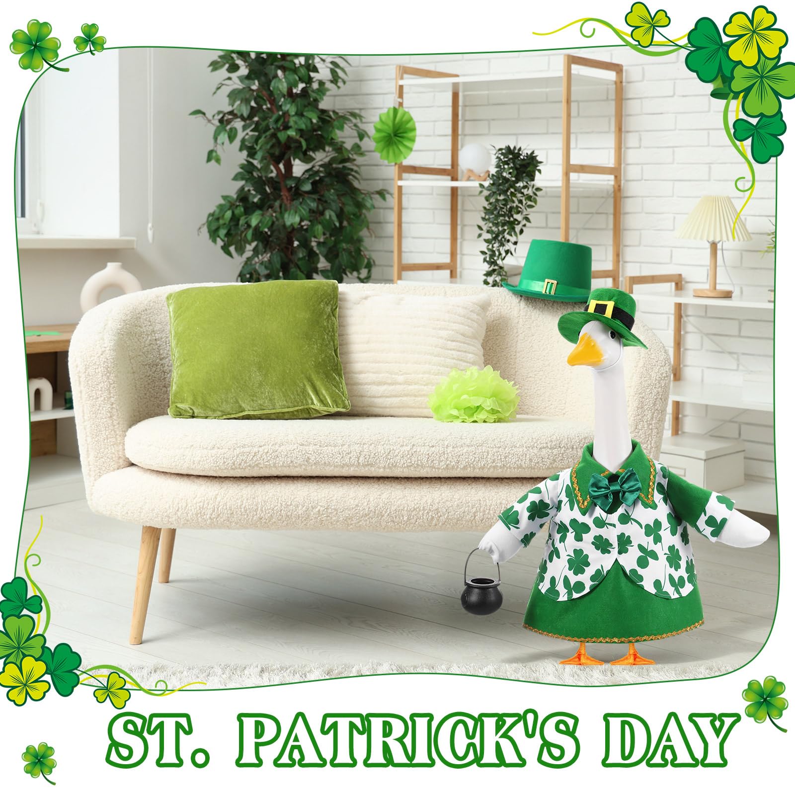 FuWeave outdoor decor scene with shamrock goose outfit