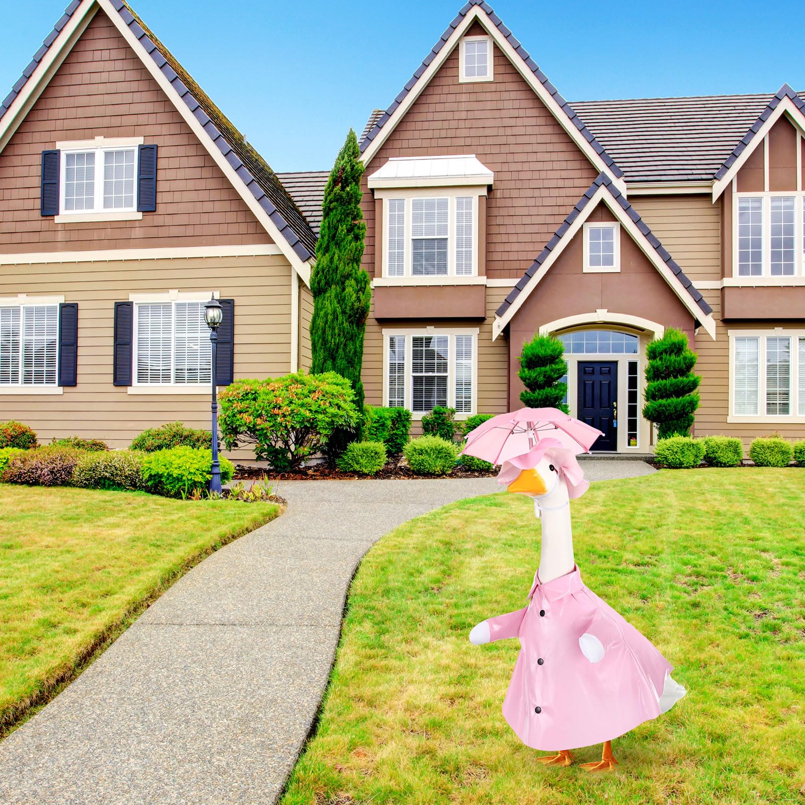 FuWeave 17-inch goose outfit fits standard lawn geese for easy styling.