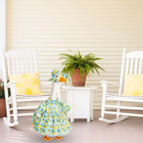 FuWeave outdoor yard goose costume adding whimsy to curb appeal