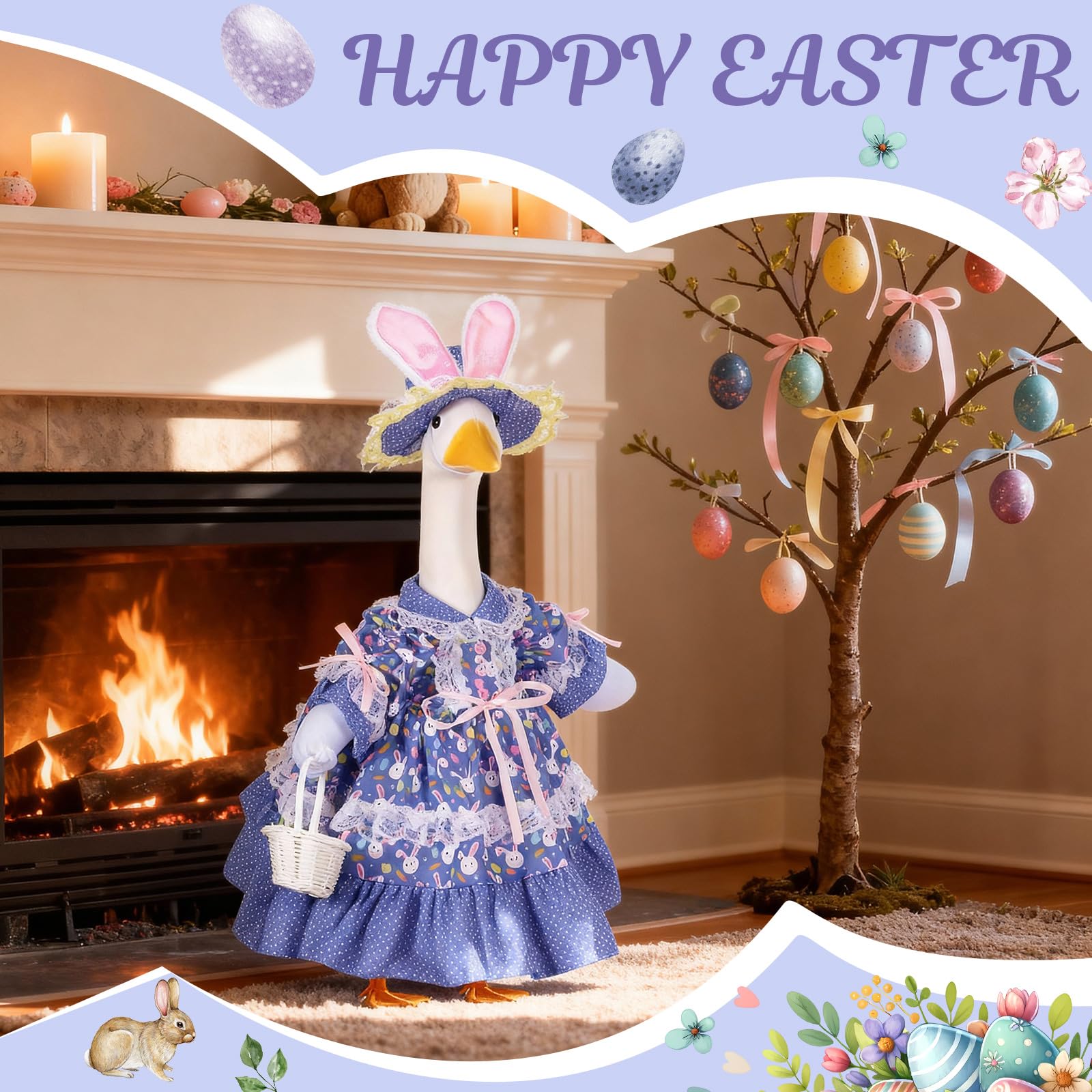 FuWeave porch garden display featuring Easter goose outfit for cheer.