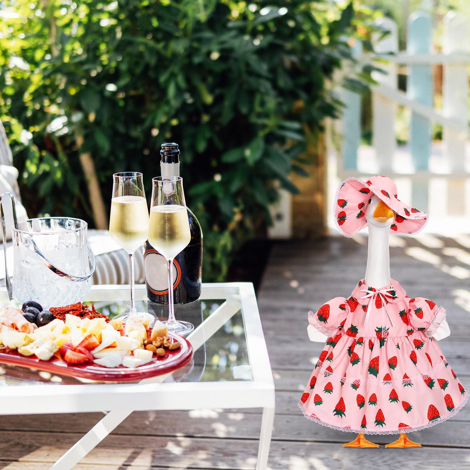 FuWeave strawberry hat and skirt set creates charming center-of-attention decor.