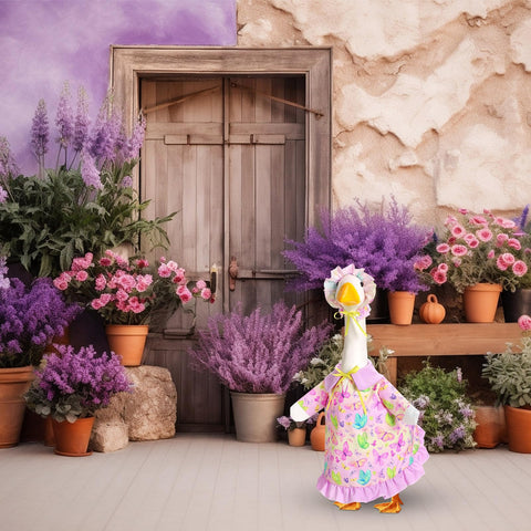 FuWeave porch decor with butterfly goose outfit for spring gatherings.