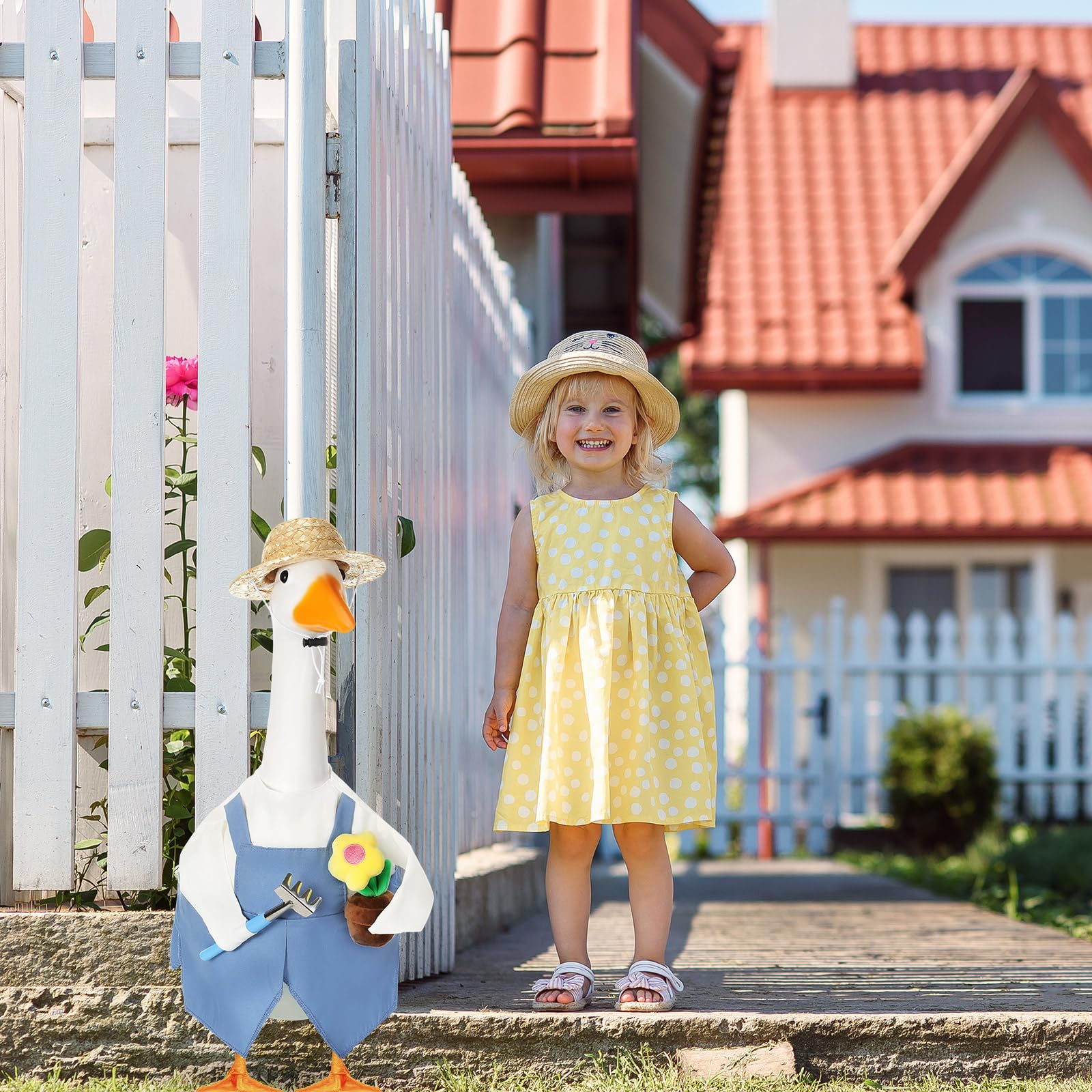 FuWeave porch goose costume fits standard lawn geese for easy decoration