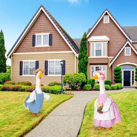 FuWeave porch yard goose decor set elevates springtime curb appeal