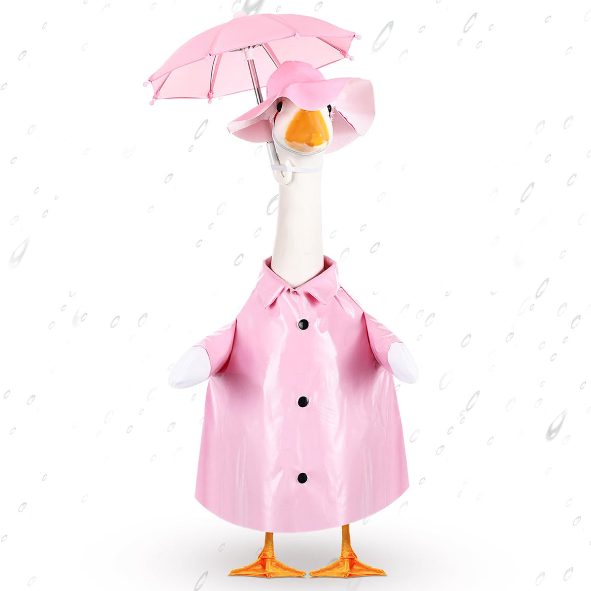 FuWeave spring baby goose raincoat in pink, perfect for outdoor lawn decor.