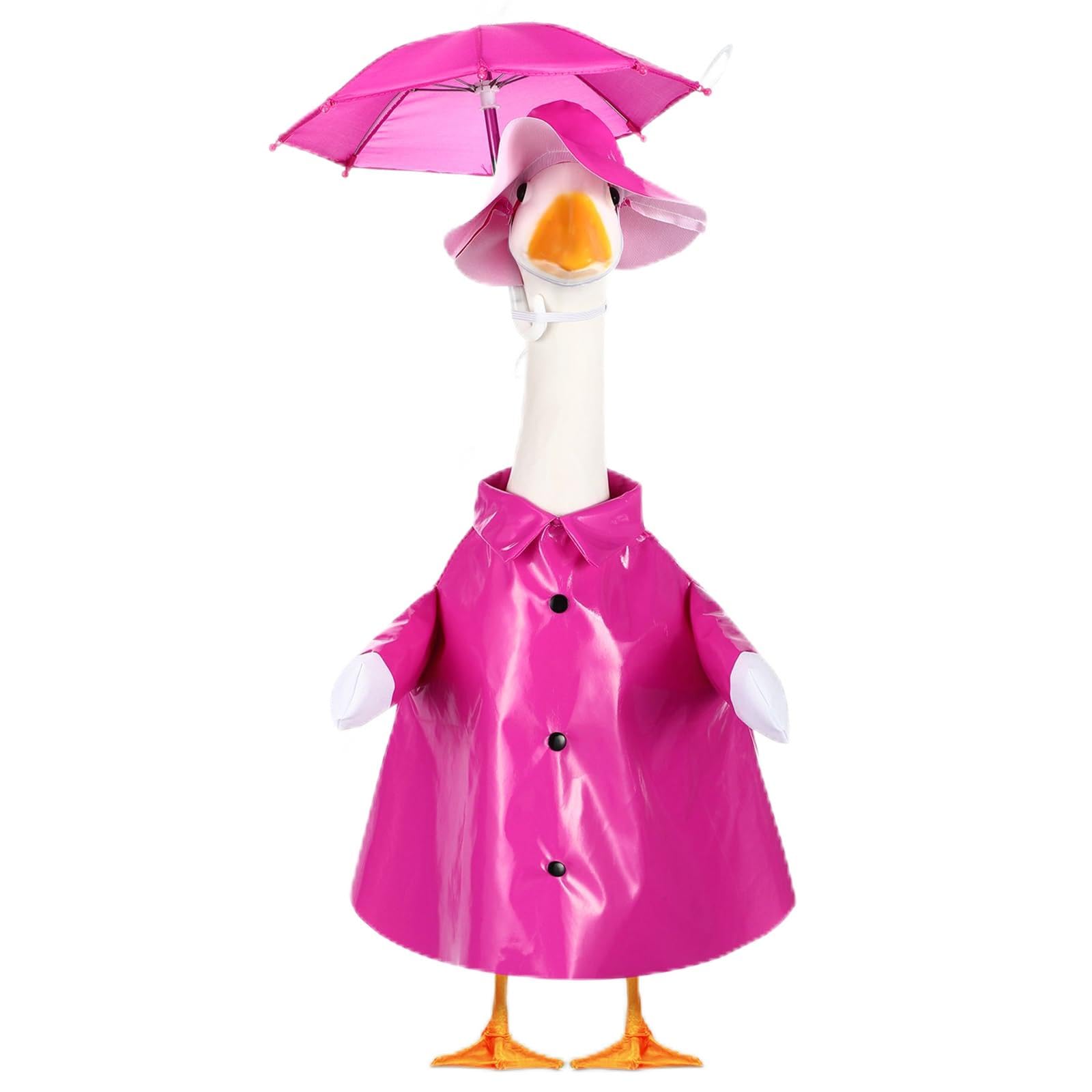 FuWeave spring baby goose raincoat in rose red for outdoor lawn display
