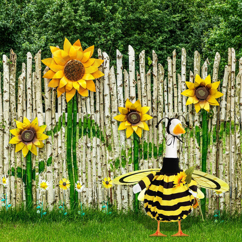 FuWeave Outdoor setup featuring goose outfit on lawn decor scene