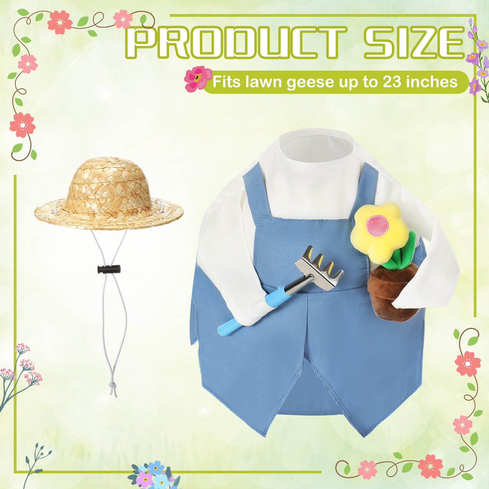 FuWeave goose outfit featuring a straw hat boosts charm on outdoor garden statues