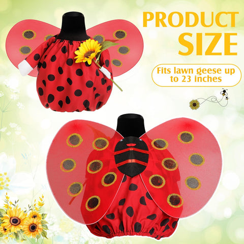 FuWeave Ladybug Goose Outfit with Sunflowers, adds cheerful spring color to outdoor decor.