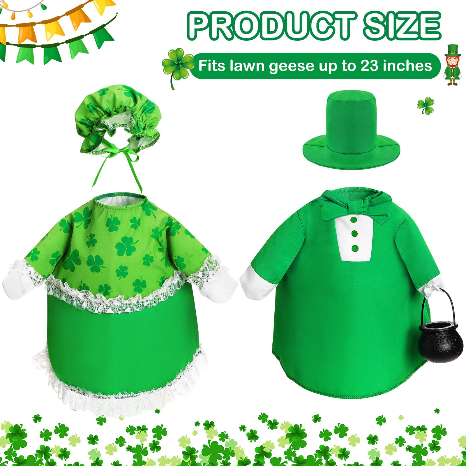 FuWeave St Patrick's Day goose outfit fabric detail shows durable cloth