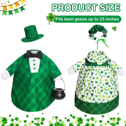 FuWeave clover-pattern goose outfit adds playful yard charm for St Patrick's Day.