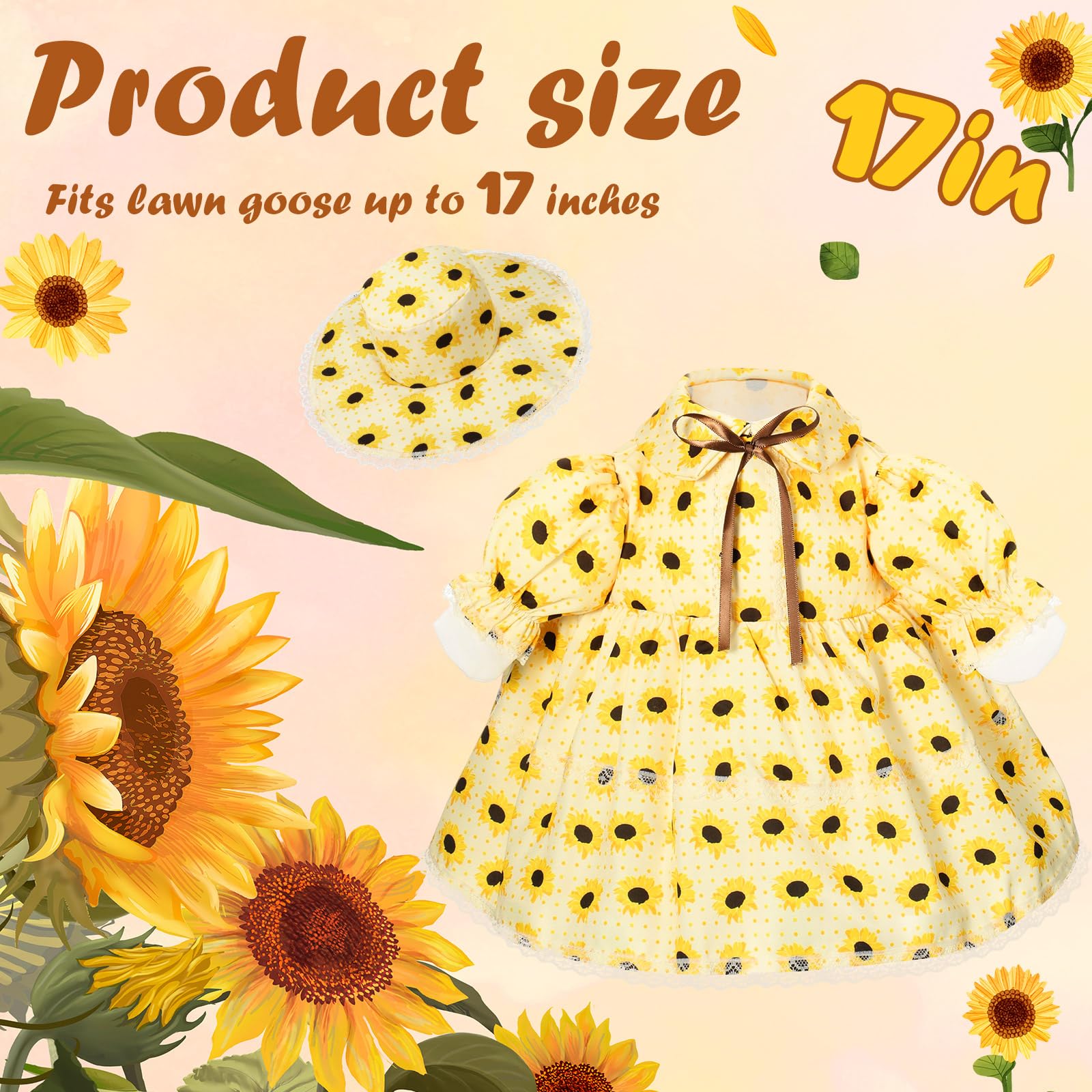 FuWeave wide brim hat complements the sunflower goose outfit for outdoor yard decor.