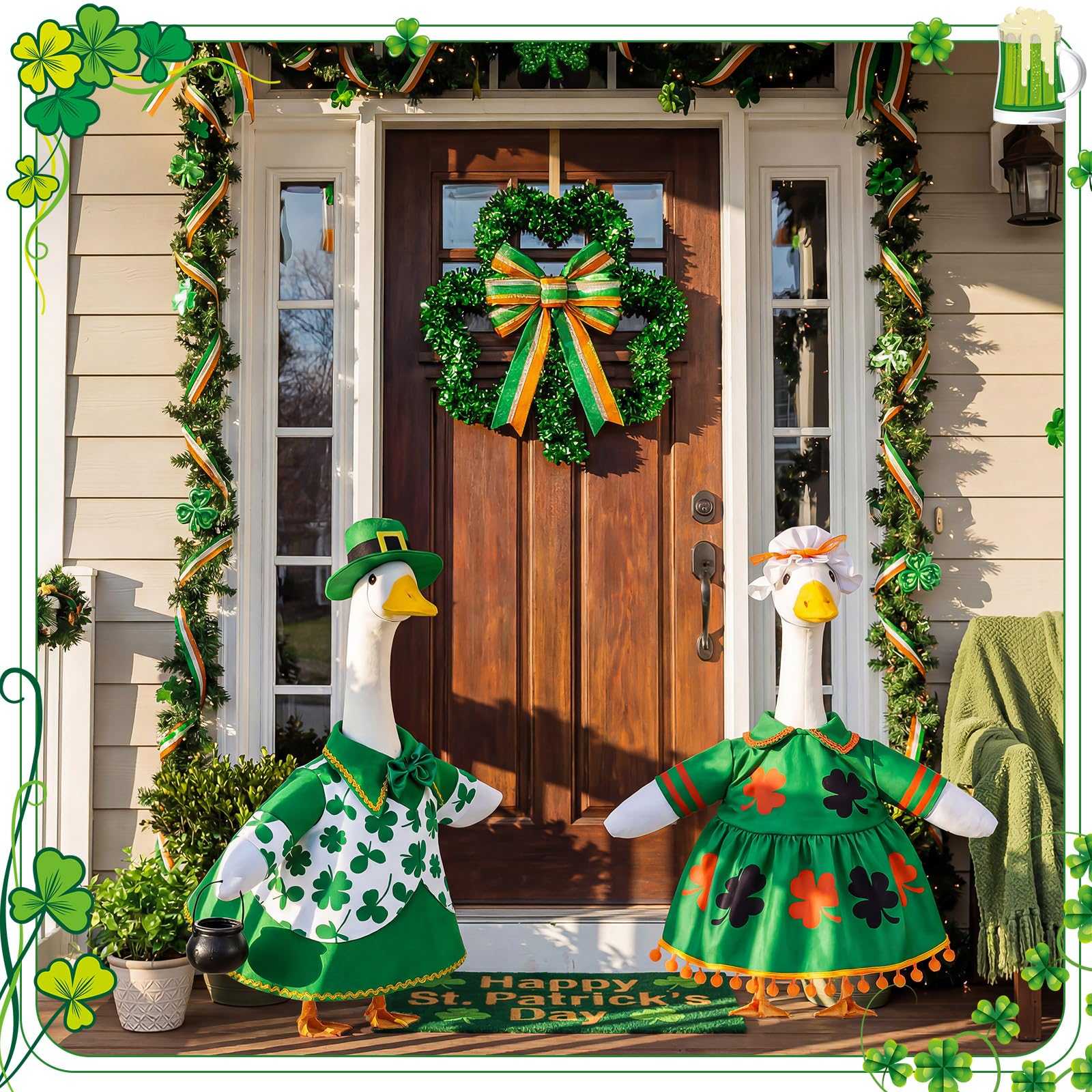 Two-set package lets you coordinate two geese for a themed display.