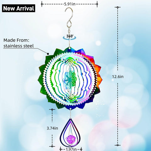 FuyeorTee durable metal yard art wind spinner adds outdoor charm