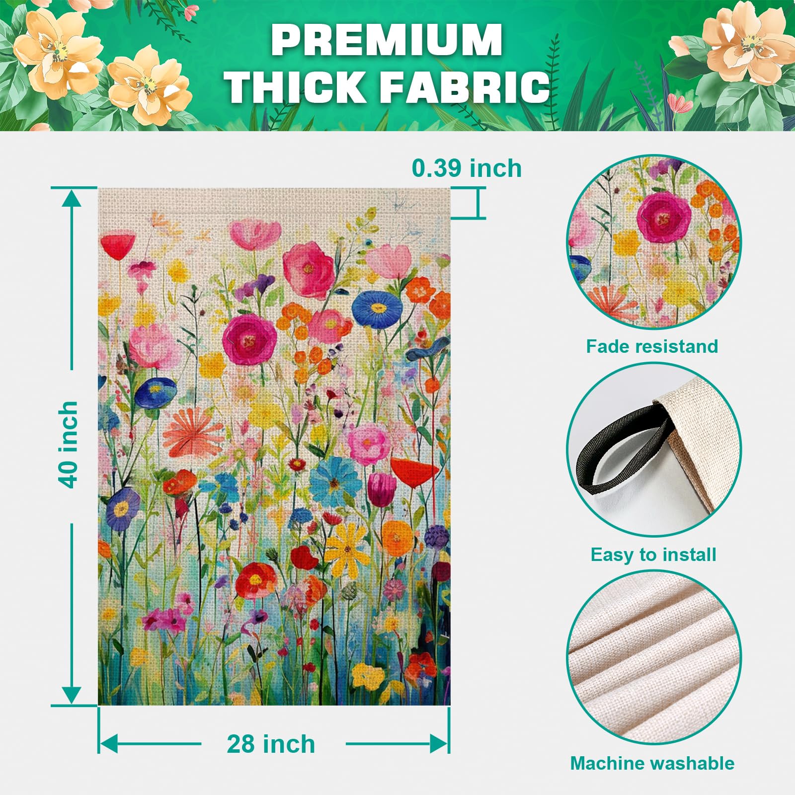 FUYUCHEN colorful floral pattern flag brightens porches and entryways.