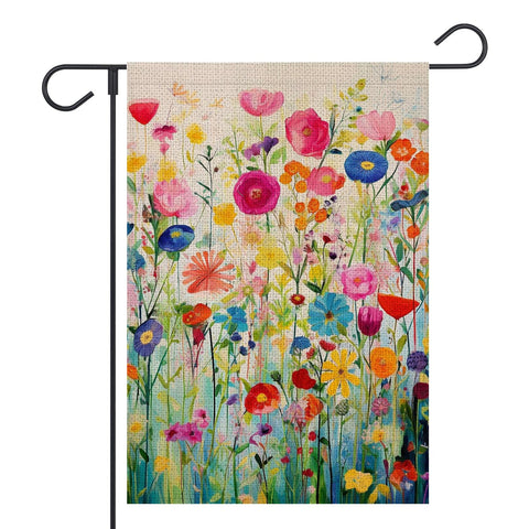 FUYUCHEN spring garden flag front view showcases vibrant florals for curb appeal.