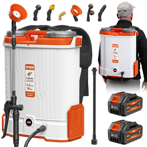 FUZOTO backpack sprayer battery compartment for quick setup and reliable power