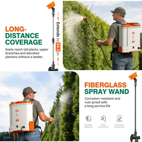 FUZOTO backpack sprayer transparent fluid level gauge shows liquid level at a glance