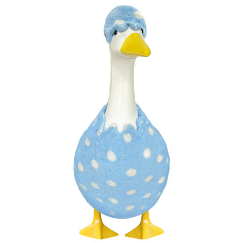 Fuzzivator Easter porch goose outfit hat enhances festive porch decor