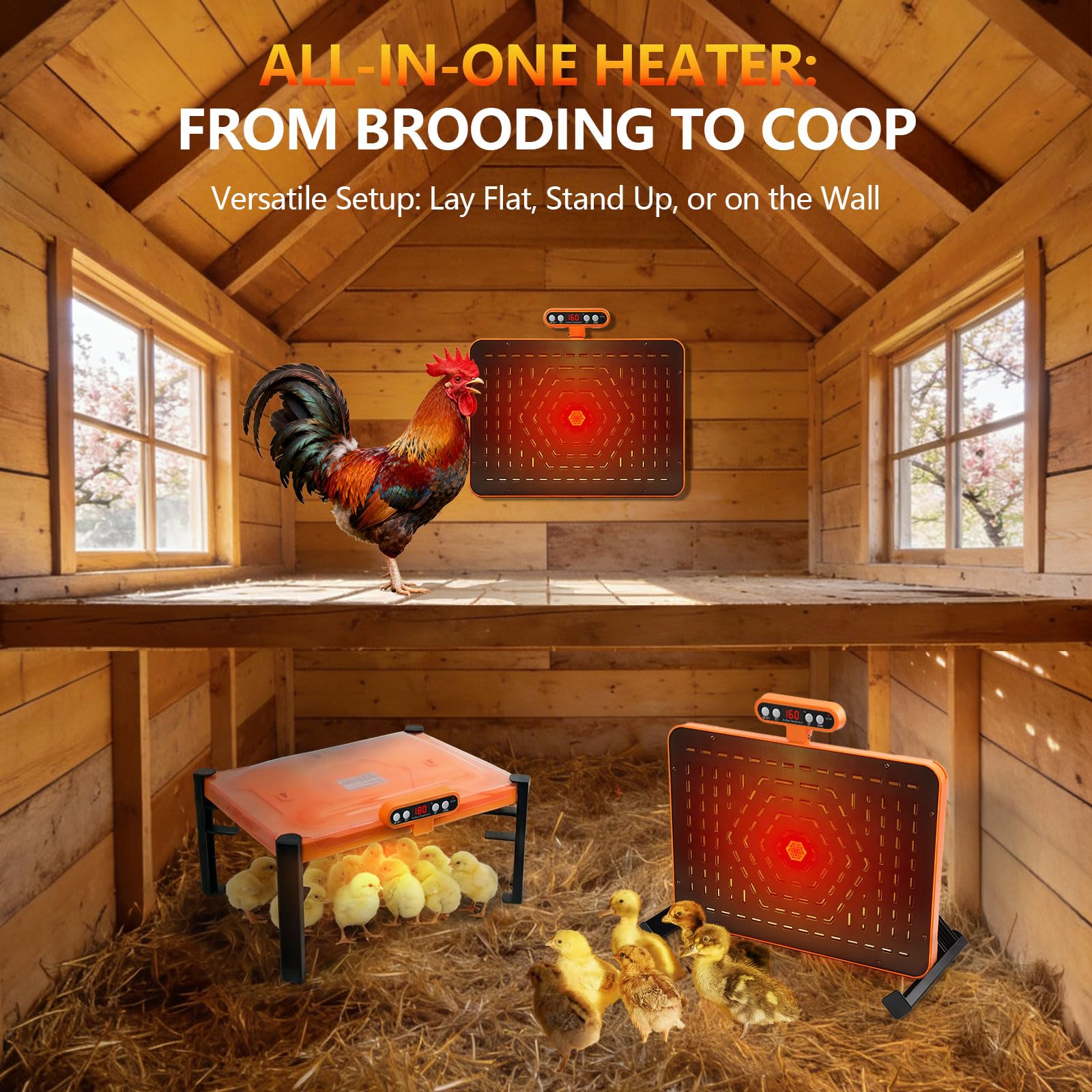 Durable ABS construction and easy-clean surface of the brooder plate