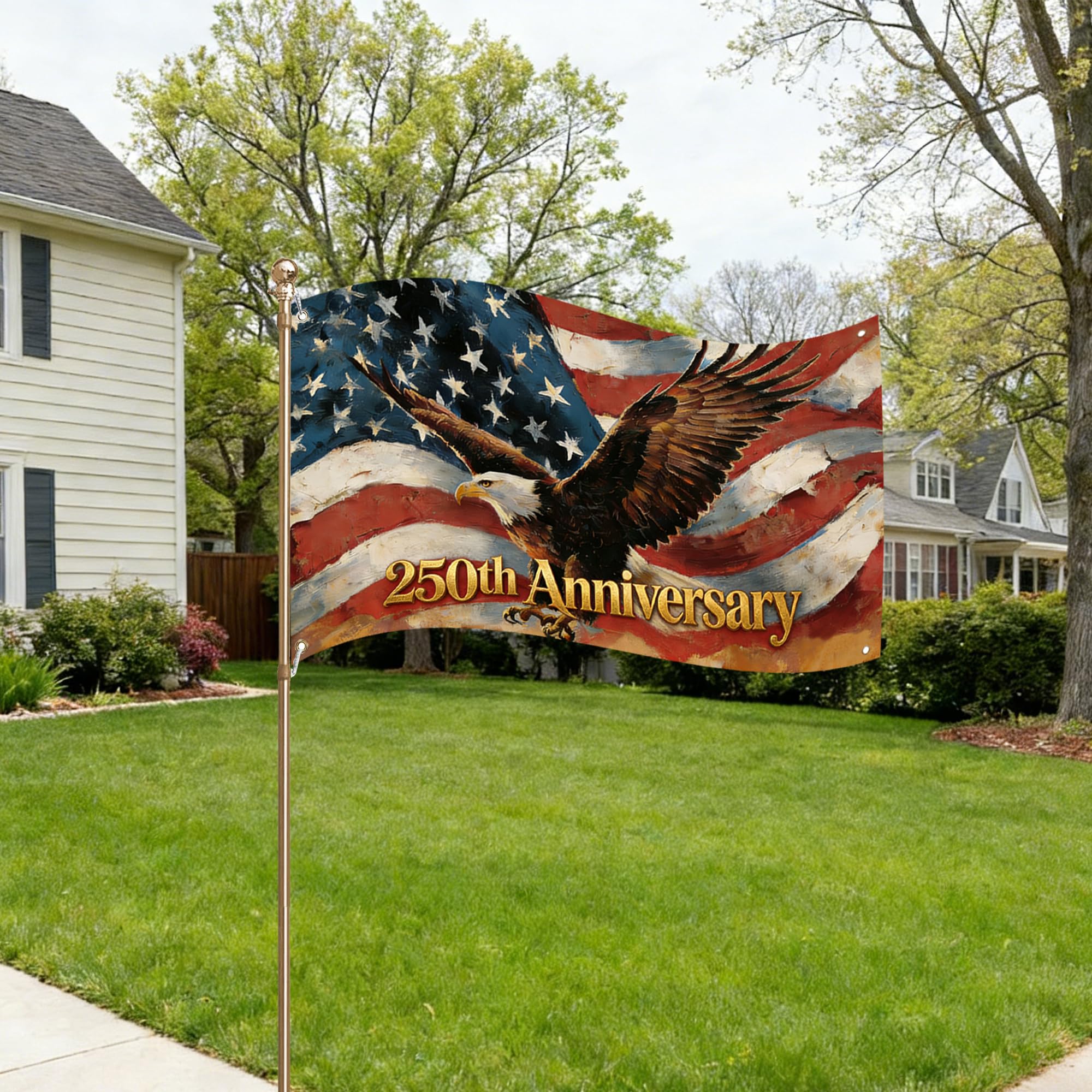 Fvnvsbb brass grommets outdoor flag, easy hang on poles and fences.