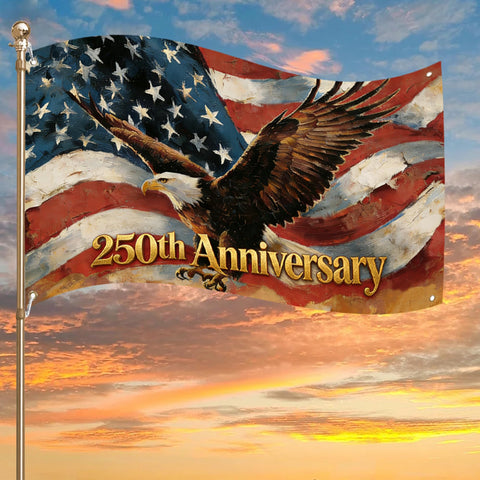 Fvnvsbb eagle and flag double-sided banner for outdoor displays.