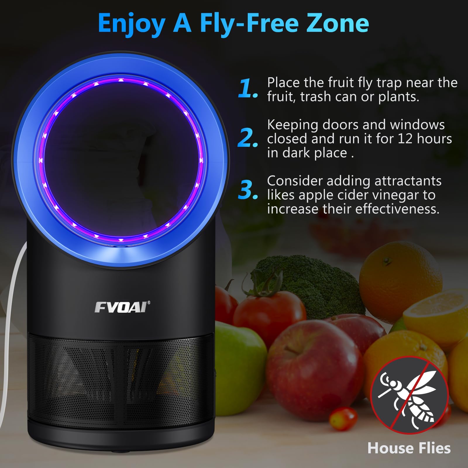 Easy cleaning of FVOAI trap with removable bottom tray and replacement glue boards