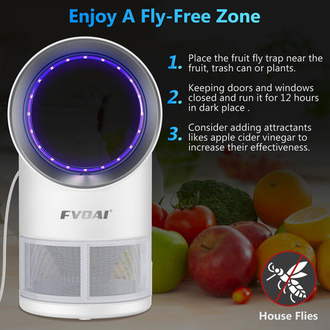FVOAI low-noise operation keeps homes peaceful while catching insects.