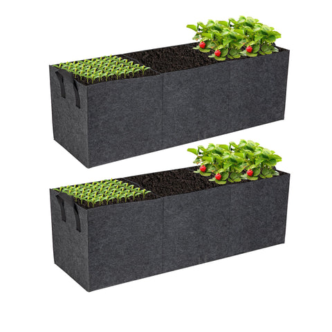 FVOTNW 2-pack 3-grid fabric raised garden bed for versatile planting in any space