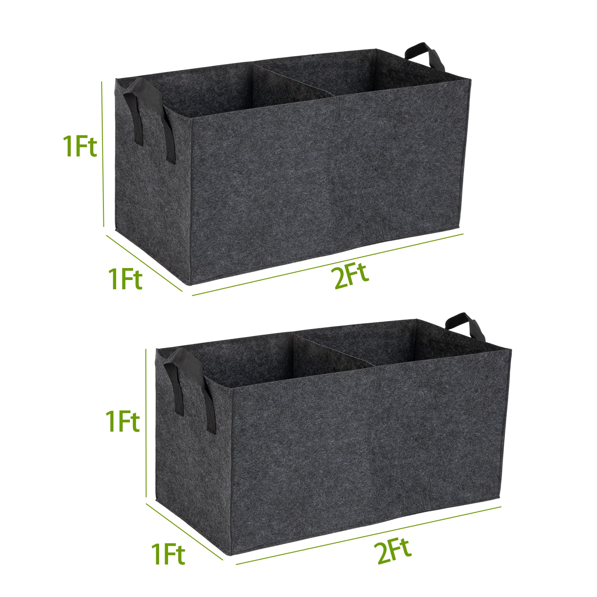 FVOTNW 2-grid fabric grow bag compartments for organized planting.