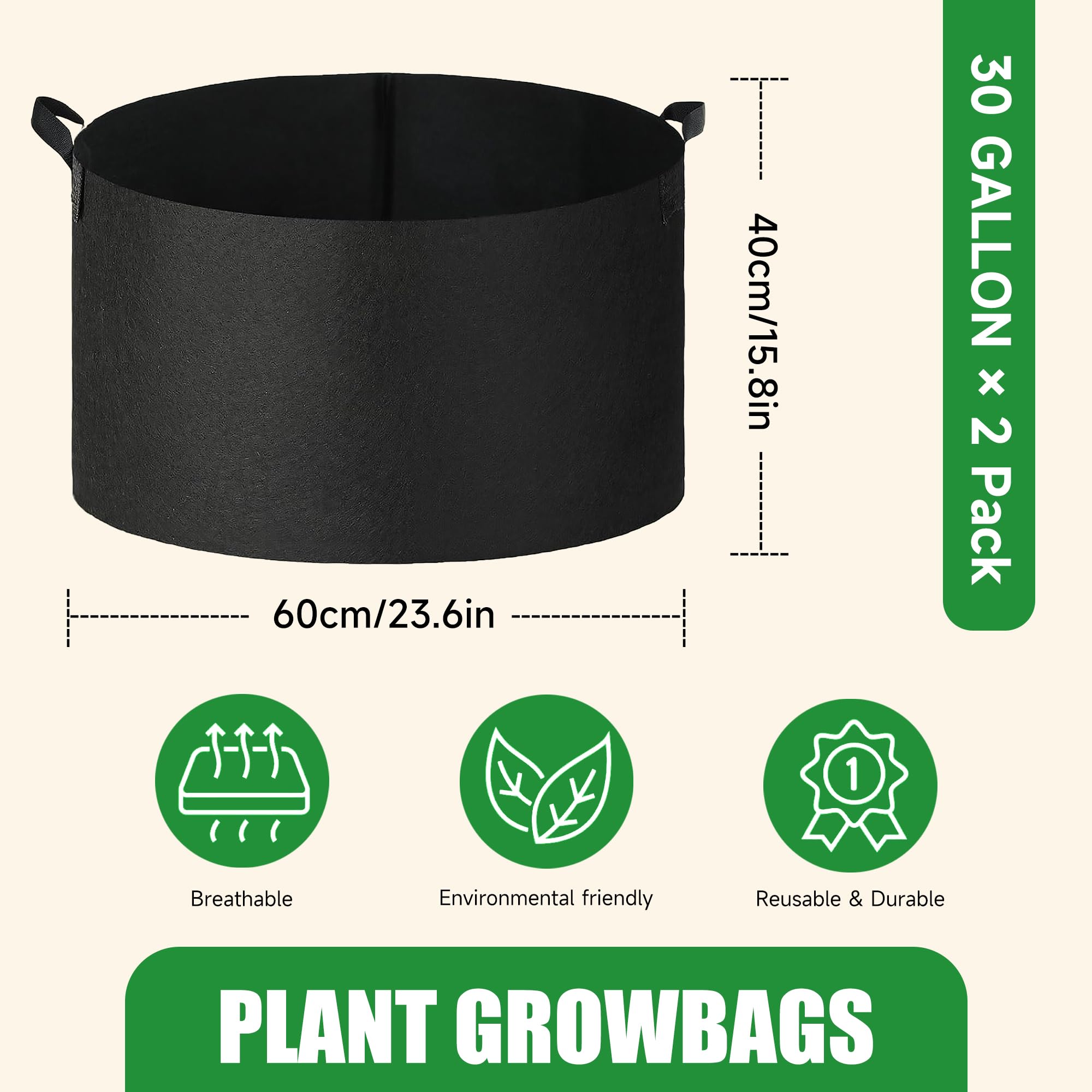 FVOTNW breathable grow bag promotes airflow around roots for healthier growth