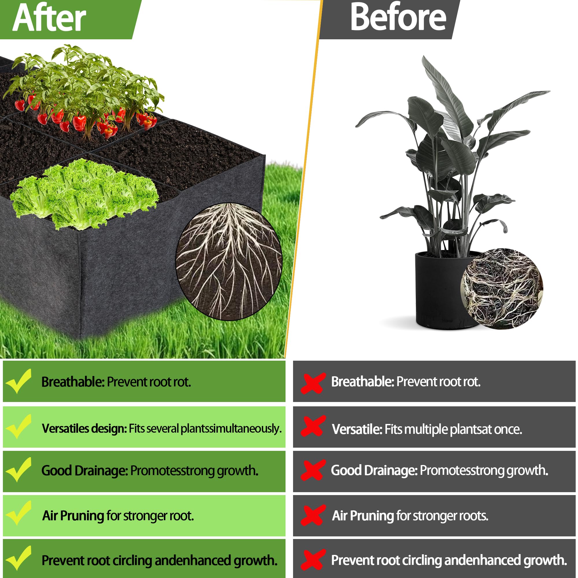 FVOTNW grow bag with handles enables easy relocation.