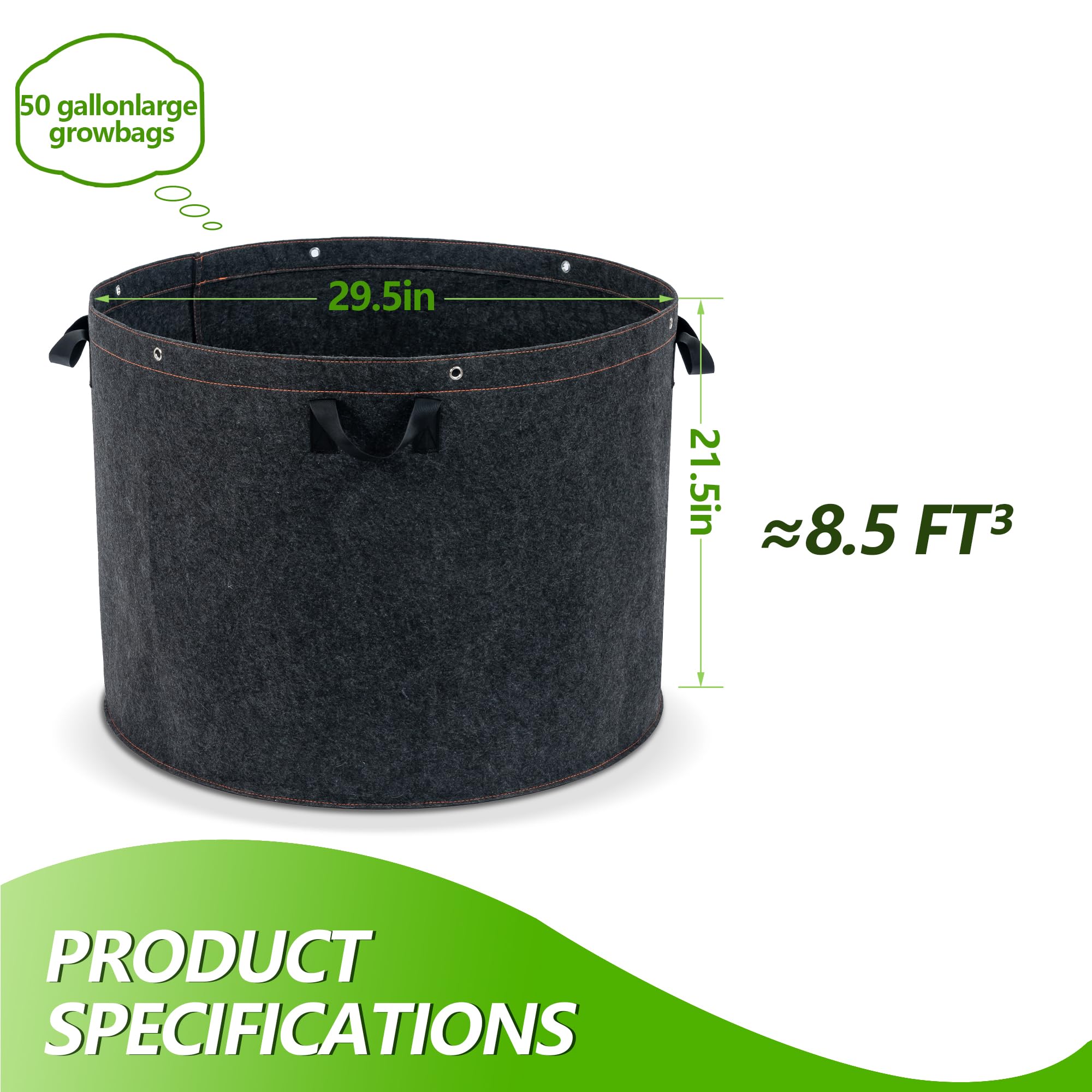 FVOTNW grow bag showing reinforced handles for easy repositioning