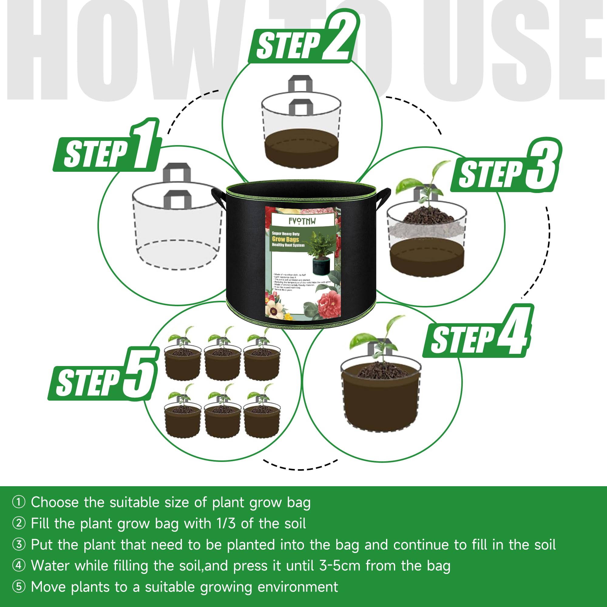 FVOTNW grow bags in use for vegetables and flowers in a garden setup