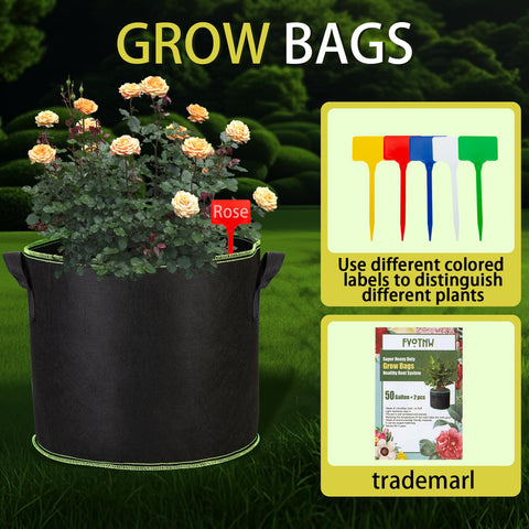FVOTNW thickened nonwoven fabric pots with handles closeup for easy transport.