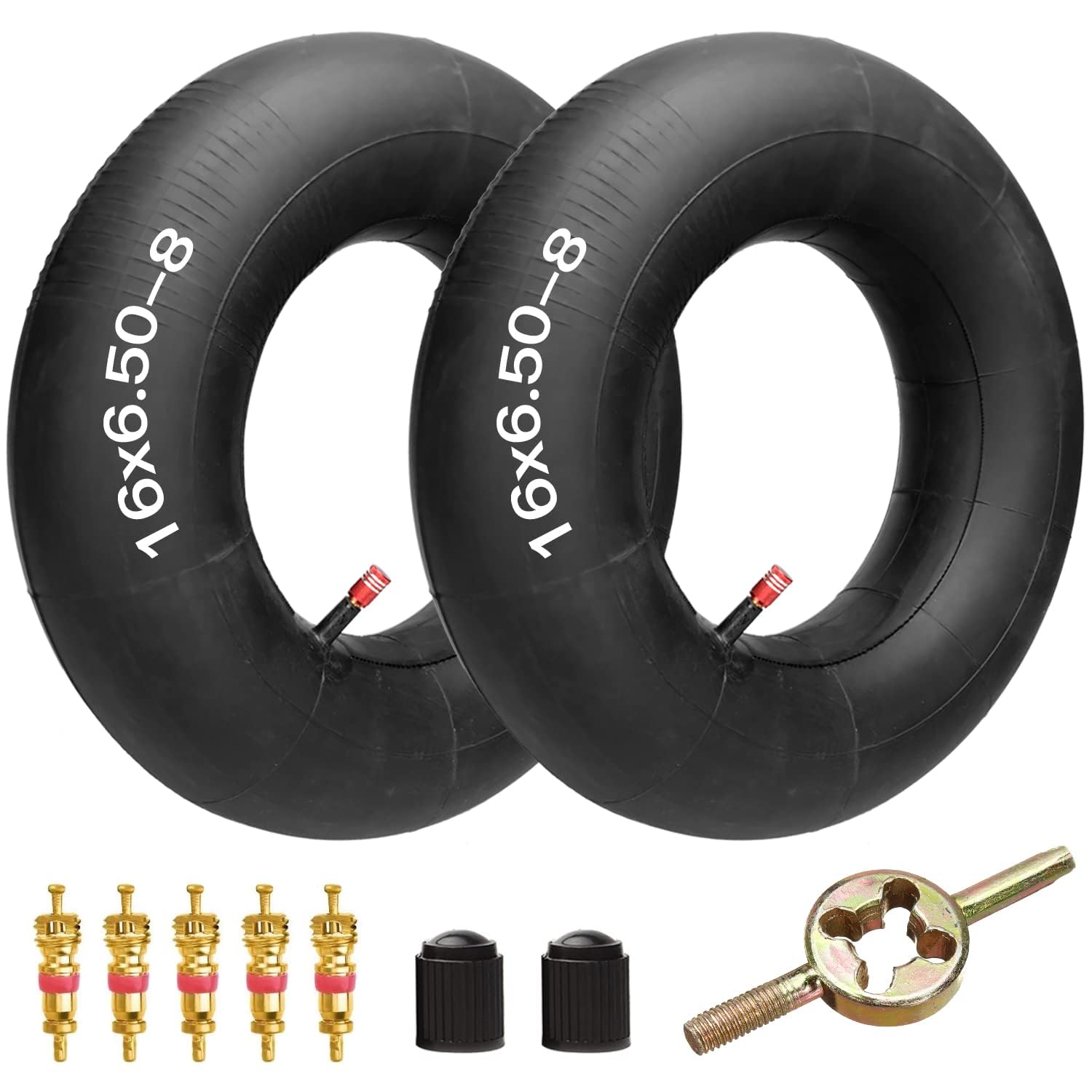 FVRITO inner tube for 16x6.50-8 with straight TR13 valve for lawn equipment.