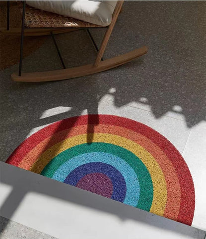 FWEHIO Rainbow Welcome Mat showcases non-slip grip for safe daily foot traffic.