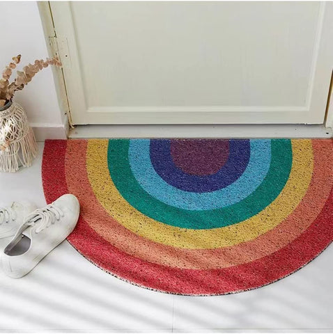 FWEHIO Rainbow Welcome Mat at the entryway, adds color and curb appeal.