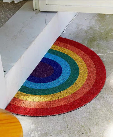 FWEHIO Rainbow Welcome Mat offers a vibrant touch that lifts entryway mood.
