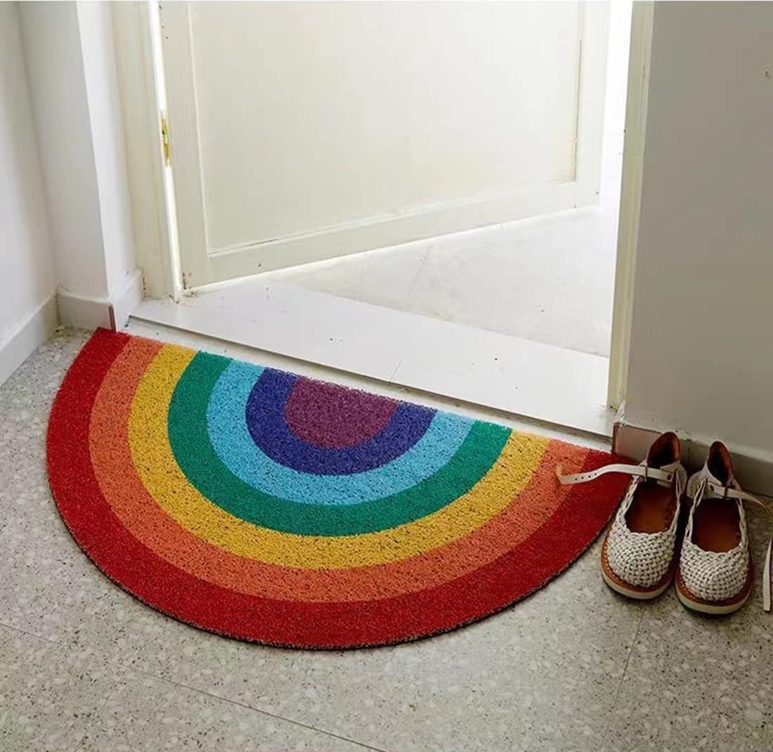 FWEHIO Rainbow Welcome Mat suits bathrooms, bedrooms, living rooms, and hotels.