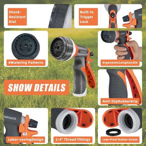 FXFOUCS Garden Hose Nozzle built for durability in all-weather outdoor tasks